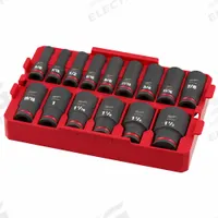 MILWAUKEE Socket Set: 1/2 in Drive, 15 Piece, 6-Point, SAE, 3/8 in to 1 1/2 in (MPN 49-66-6817). Key specifications — attr1224269: 1/2 in; attr1204685: Not Tether Capable; attr1227399: SHOCKWAVE™ Impact Duty; attr1204650: 3/8 in to 1-1/2 in; attr1204673: Socket Bits Not Included; attr1204688: MILWAUKEE; attr1224230: Friction; attr1224354: No Thin Wall.