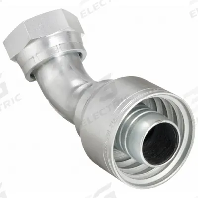 AEROQUIP Hydraulic Crimp Fitting: Steel x Steel, 45° Elbow, -20 For Hose Dash Size - Aeroquip Crimp Hydraulic Hose Fittings with ORS Connection