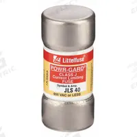 LITTELFUSE Fuse: JLS Series, Class J, Cylindrical Body, Fast-Acting, 40 A, 600 V AC, Non-Indicating (MPN JLS040). Key specifications — attr1287274: JLS; attr211200: LITTELFUSE.