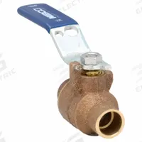 NIBCO Manual Two-Way Ball Valve: 1/2 in, Bronze, Straight, Sweat x Sweat, Full Port, Two-Piece, Blue (MPN S5857066-1/2). Key specifications — Brand: NIBCO; Handle: Lever.