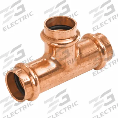 NIBCO Crimp Tee: Tee, 4 in CTS x 4 in CTS x 2 in CTS size, Press-fit x Press-fit x Press-fit - Plumbing Copper & Bronze Press Tube Fittings