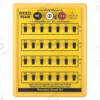 REED INSTRUMENTS Resistance Decade Box: 1 ohm to 110 ohm, 7 Decades, 1% Accuracy (MPN R5408). Key specifications — Brand: REED INSTRUMENTS.