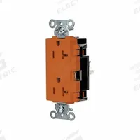 HUBBELL Receptacle: Decorator Duplex, 5-20, Orange, 125V AC, 20 A, 2 Pole / 3 Wire (MPN DR20STO)