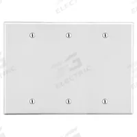 HUBBELL Wall Plate: Blank, 3 Gang, White, Std Size (MPN P33W). Key specifications — Brand: HUBBELL; Material: Polycarbonate.