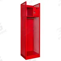 HALLOWELL Gear Locker: 24 3/4 in x 22 in x 86 1/4 in, Steel, 2 Shelves, 2 Compartments, Red (MPN TGBN42(84)-1BC-G-RR-HT). Key specifications — Includes Hanging Rod: Yes; Security Box Location: Top Compartment; Locker Color: Red; Frame Assembled: Assembled; Locker Finish: Galvanneal; Locker Material: Steel; Includes Footlocker: No; Includes Security Box: Yes.