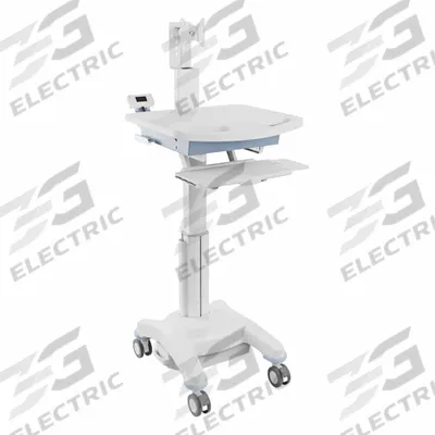 LUXOR Medical Workstation Cart: Aluminum, (2) Swivel with Brake, 0 Drawers - Mobile Medical Equipment Workstations