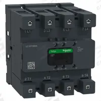 SCHNEIDER ELECTRIC IEC Contactor: Non-Reversing, 4 Poles, 4NO Contacts, 200 A, 120V AC/240V AC Coil (MPN LC1DT200AKUE). Key specifications — Brand: SCHNEIDER; Integrated Surge Suppression: Yes.