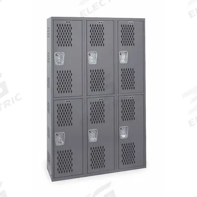 HALLOWELL Wardrobe Locker: 54 in x 18 in x 72 in, Ventilated, 2 Tiers, 3 Units Wide - Ventilated Metal Wardrobe Lockers