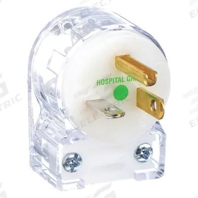 HUBBELL Straight Blade Plug: Hospital Grade, 5-20P, 125V AC, 20 A, 2 Pole, 3 Blade - Angled Plugs