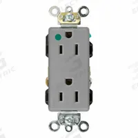 LEVITON Plugs and Receptacles: Duplex, 5-15, Gray, 125V AC, 15 A, 2 Pole / 3 Wire (MPN 16262-HGG)