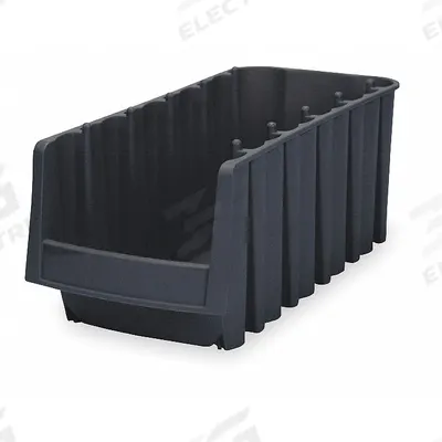 AKRO-MILS Stacking and Nesting Tote: 6 5/8 in x 17 7/8 in x 7 in, Black, 24 lb Load Capacity - Colored Plastic Bins