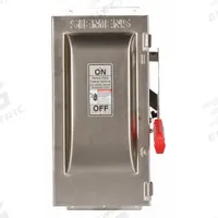 SIEMENS Safety Switch: Fusible, 30 A, Single Phase, 240V AC, 304 Stainless Steel, Indoor/Outdoor (MPN HF221S). Key specifications — Brand: SIEMENS.