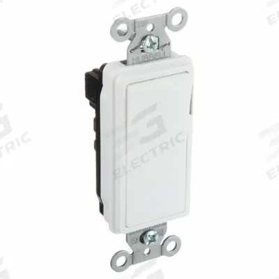HUBBELL Wall Switch: Rocker Switch, Single Pole, Maintained, White, 120/277V AC - Rocker Wall Switches
