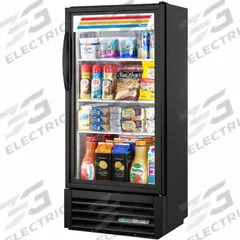 TRUE REFRIGERATION Refrigerated Merchandiser: 53 1/2 in x 24 7/8 in x 18 in, Black, Swing, 3 Shelves (MPN GDM-10SSL-HC~TSL01). Key specifications — attr1277723: TRUE REFRIGERATION; attr1277683: R-290; attr1277688: Swing; attr1277691: Yes; attr1277694: Black; attr1280729: GDM.