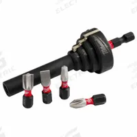 MILWAUKEE Bit Holder: Bit Holder, Impact, 1/4 in Compatible Bit Size, Hex Compatible Bit Shank (MPN 48-32-2350). Key specifications — attr1132695: Hex; attr1132691: Impact Rated; attr1132694: Nonmagnetic; attr1132704: MILWAUKEE.
