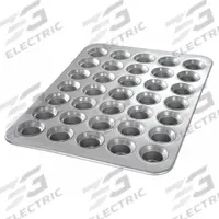 CHICAGO METALLIC Mini Crown Muffin Pan: Aluminized Steel, 35 Slots, 17 7/8 in Overall Wd, Silver (MPN 42756). Key specifications — Pan Style: Muffin Pan; Brand: CHICAGO METALLIC; Color: Silver; Material: Aluminized Steel; NSF Certified: No; Number of Slots: 35.