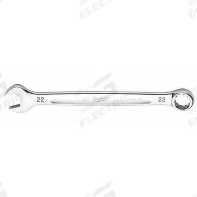 MILWAUKEE Combination Wrench: Chrome Vanadium Steel, Chrome, 22 mm Head Size - Metric 12-Point Combination Wrenches