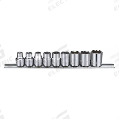 WESTWARD Socket Set: 3/8 in Drive, 9 Piece, 6-Point, SAE - SAE & Metric Socket Sets