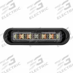 MAXXIMA Surface Mount Emergency Warning Light: Emergency Vehicle Area Light, Amber/Green/White, LED (MPN M20494YGW-TC). Key specifications — Brand: MAXXIMA; Lens Color: Clear; Number of Flash Patterns: 28; Operating Voltage: 12/24V DC.