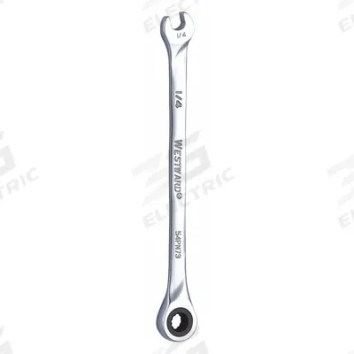 WESTWARD Combination Wrench: Alloy Steel, Chrome, 1/4 in Head Size, 5 1/4 in Overall Lg - SAE 12-Point Ratcheting Combination Wrenches