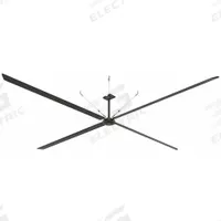 HUNTER INDUSTRIAL Ceiling Fan: 197,067 cfm Airflow, 24 ft Blade Dia, Variable Speeds, 240V AC, ECO (MPN E24-23I-IP-LG). Key specifications — Voltage: 240V AC; Light Kit: No; Series: ECO; Number of Speeds: Variable; Phase: Three; Current: 3.5 A; Brand: HUNTER INDUSTRIAL.