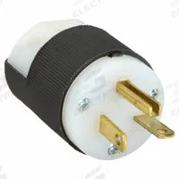 HUBBELL Straight Blade Plug: 6-20P, 250V AC, 20 A, 2 Pole, 3 Blade, Black/White (MPN HBL5466C)