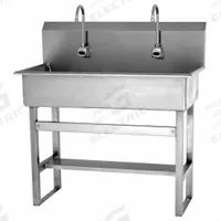 SANI-LAV Wash Station: 45 in Overall Ht, 37 in Bowl Lg, 8 in Bowl Dp, 2 gpm Flow Rate, Sensor, 16 ga (MPN 54FAL). Key specifications — Includes Side Splash: Side Splash Not Included; Power Source: AC Powered; Brand: SANI-LAV.