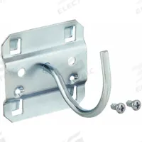 APPROVED VENDOR Curved Pegboard Hook: 2 7/8 in x 2 1/4 in, Screw-In, Surface, Silver (MPN 6YE19). Key specifications — Mounting Type: Surface; Finish: Zinc-Plated; Color: Silver; Accessory Type: Horizontal Curve Hook; Locking System: Screw-In; Brand: APPROVED VENDOR.
