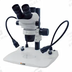 LAXCO, INC Microscope: Stereo, Trinocular, 0.67X to 4.5X, 22 mm Optical Field of View, Goose Neck (MPN LMS-Z230P-T40). Key specifications — attr1026089: Goose Neck; attr1026045: 22 in x 20 in; attr1026048: LAXCO, INC; attr1026055: No; attr1026068: 4.5X; attr1026078: 0.67X to 4.5X; attr1026095: 110 mm.