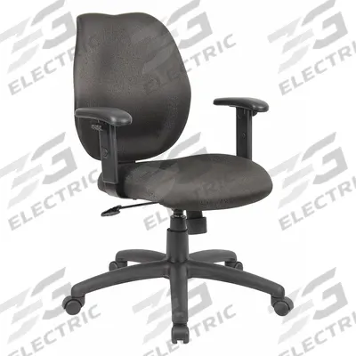 APPROVED VENDOR Office Chair: Black, Fabric Material, 19 1/2 in Back Ht, 20 in Seat Wd - Adjustable-Arm Office Chairs