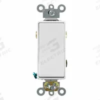 LEVITON Wall Switch: Rocker Switch, 3-Way, Maintained, White, 120/277V AC, 20 A (MPN 5623-2W). Key specifications — Illuminated: Yes; Voltage Rating: 120/277V AC.