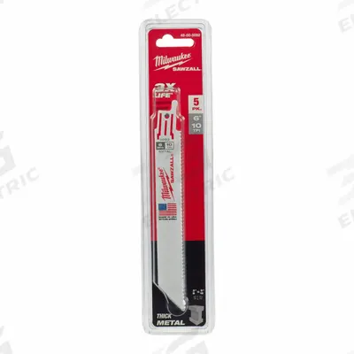 MILWAUKEE Reciprocating Saw Blade: 10 Teeth per Inch, 6 in Blade Lg, 0.04 in Blade Thick - Thick-Metal-Cutting Blades