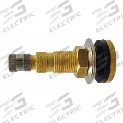 TRU-FLATE Tire Valve: Tubeless Tire Valve, Clamp-In, 180° Valve Stem Angle, Straight, Tractors (MPN 34-221-5). Key specifications — Valve Type: Clamp-In; Thread Size: 0.305-32; Valve Shape: Straight; Color: Brass; Product Type: Tubeless Tire Valve; Standards: TR618A; Compatible Vehicle Type: Tractors; Material: Rubber.