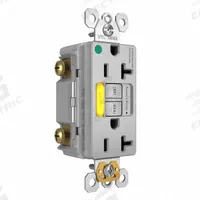 LEGRAND GFCI: Hospital Grade, Duplex, 5-20R, Gray, GFCI, 125V AC, 20 A, 2 Pole / 3 Wire (MPN 2097HGTRPIAMBGRY)