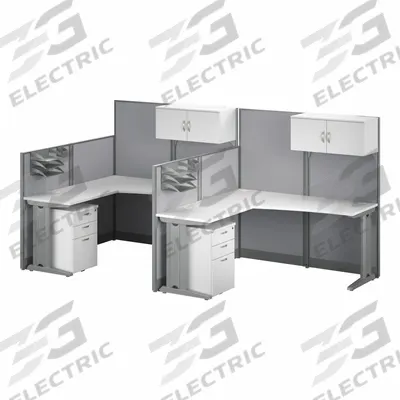 BUSH BUSINESS FURNITURE Modular Cubicle Workstation: 62 7/8 in Overall Ht, 129 in Overall Wd - Office Cubicles with Privacy Panels