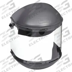 FIBRE-METAL BY PIP Face Shield: Clear, Uncoated, Dielectric/Reusable, 16 1/2 in Visor Wd, Propionate (MPN FM400DCCL). Key specifications — Headgear Color: Gray; Brand: FIBRE-METAL BY PIP; Visor Material: Propionate; Visor Features: Dielectric.