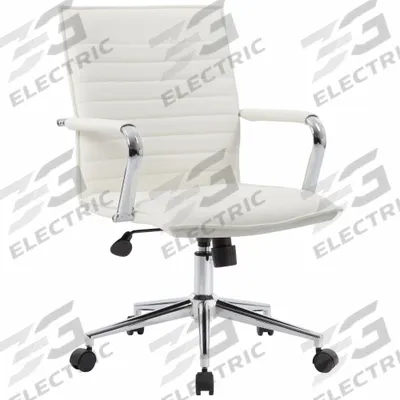 BOSS Office Chair: White, Vinyl Material, 19 1/2 in Back Ht, 20 in Seat Wd - Fixed-Arm Office Chairs