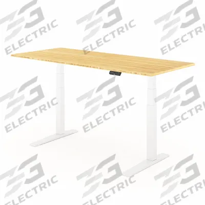 FLEXISPOT Standing Desk: Tan, Bamboo, 72 in Overall Wd, 30 in Overall Dp - Electric Adjustable-Height Desks