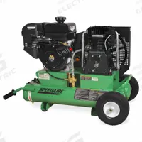 SPEEDAIRE Portable Gas Air Compressor: 2 Stage, 9 hp Engine, Mi-T-M, 17.2 cfm @ 90 psi, Twin Stack (MPN AM2-PM09-08G). Key specifications — attr50858: Mi-T-M; attr50864: Recoil; attr50844: SPEEDAIRE.