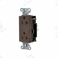 HUBBELL Receptacle: Decorator Duplex, 5-20, Brown, 125V AC, 20 A, 2 Pole / 3 Wire (MPN DR20ST)