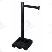 RETRACTA-BELT Barrier Post with Belt: Black, No Pattern, No Legend, 10 ft Belt Lg, Black (MPN 302BA-BK). Key specifications — Base Material: Rubber; Belt Color: Black; Brand: RETRACTA-BELT; Post Material: Aluminum; Post Color: Black; Message: No Legend.
