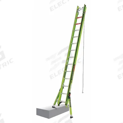 LITTLE GIANT Extension Ladder: 28 ft Ladder Size, Fiberglass, 375 lb Load Capacity - Cable Grab Non-Conductive Fiberglass Extension Ladders