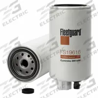 FLEETGUARD Automotive Fuel Filter: 16 in Overall Lg, 3 11/16 in Outside Dia, Diesel Fuel, Diesel (MPN FS19616). Key specifications — Brand: FLEETGUARD; Media Material: Plastic; Compatible Vehicle Make: Agco.