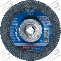 PFERD Flap Disc: Radial, 5" x 5/8"-11, Zirconia Alumina, 40 Grit, Fiberglass Bk, High Density (MPN 67363). Key specifications — Connector Size: 5/8"-11; Series: Z SGP CURVE; Brand: PFERD.
