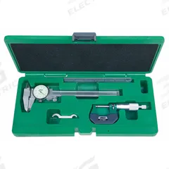 INSIZE Precision Measuring Tool Kit: 5 Pieces, Dial Caliper, Mechanical Outside Micrometer (MPN 5003-1). Key specifications — attr1182219: INSIZE; attr1182229: Dial Caliper; attr1182230: 0 in to 6 in; attr1182232: 0 in to 1 in; attr1182234: No; attr1182252: 1 in; attr1182254: 0 in; attr1182258: (1) Steel Rule.