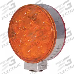 MAXXIMA Stop/Turn/Tail Light: LED, Turn Signal Light, Amber, Round, 4 5/16 in Overall Dia, Pedestal (MPN M42341R/Y). Key specifications — Standards: SAE J222; Electrical Connection: Blunt Cut Wires; Brand: MAXXIMA; Installation Type: Permanent; Lens Color: Amber; Mount Type: Pedestal; Lighting Technology: LED; Light Type: Turn Signal Light.