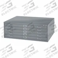 SAFCO PRODUCTS Flat File Cabinet: Gray, 5 Drawers, 16 1/2 in Overall Ht, 29 3/8 in Overall Dp, Steel (MPN 4994GRR). Key specifications — attr988670: Powder Coated; attr988694: Steel; attr988691: Yes; attr988652: SAFCO PRODUCTS; attr988656: Gray; attr988720: Handle.