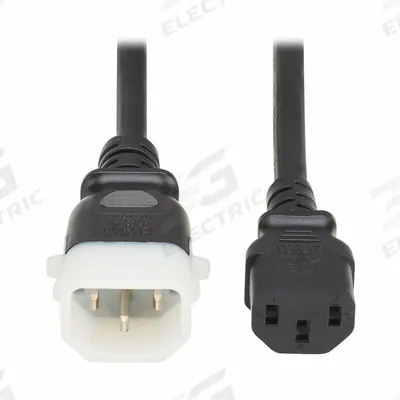 EATON Power Cord: 6 ft Lg, 3/18, Non-NEMA Plug, C14 Plug, Non-NEMA Receptacle - Electronic Equipment Power Cords