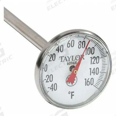 TAYLOR Dial Pocket Thermometer: -40°F to 160°F, +/- 2% Accuracy, 5 in Stem Lg - NSF-Rated Dial Pocket Thermometers