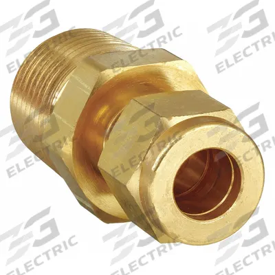 PARKER Compression Fitting Adapter: 3/8 in OD x 1/4 in Pipe Size, Compression x MNPT - Single-Ferrule Brass Compression Fittings
